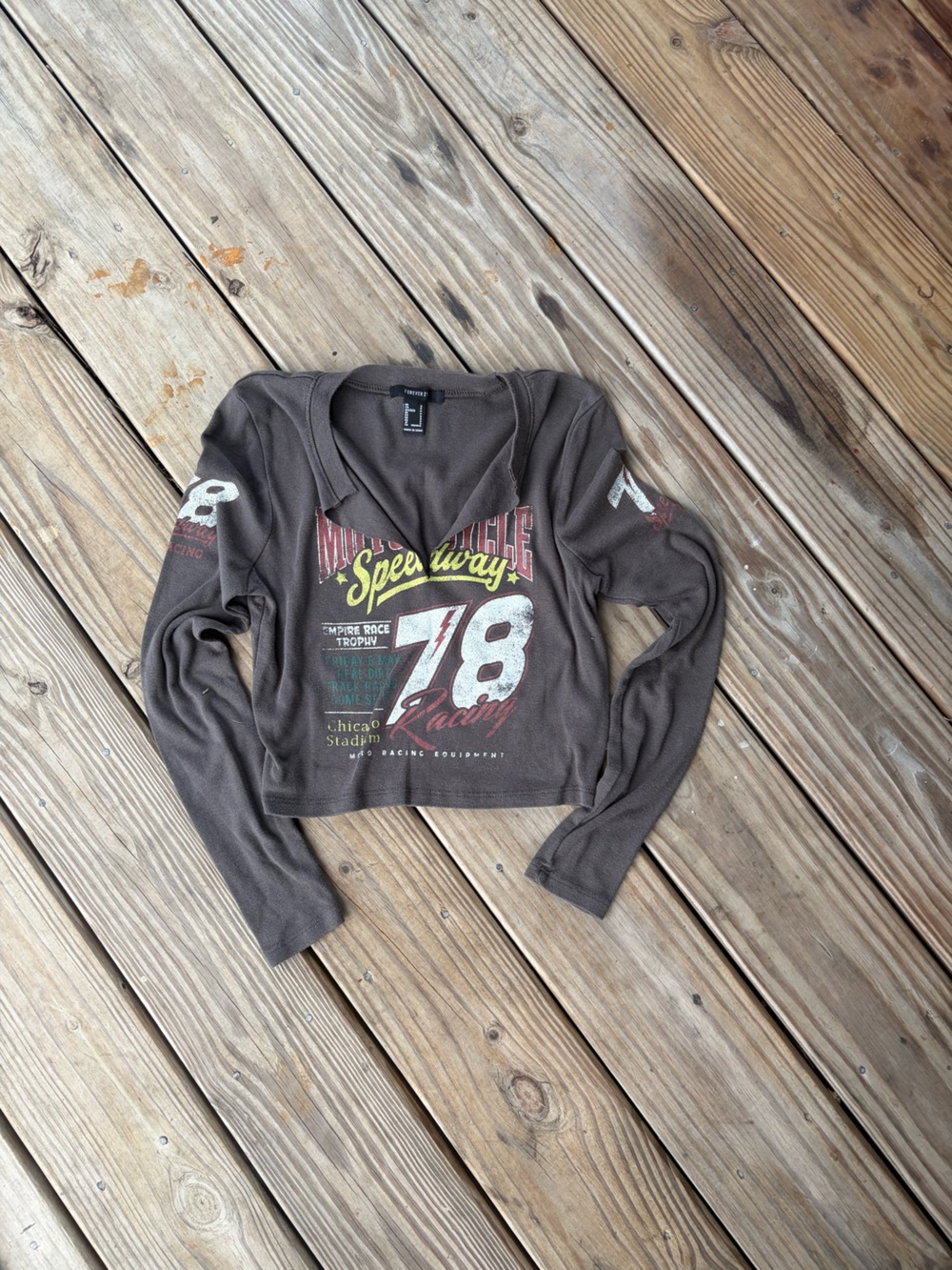 Graphic '78 Racing' Brown Long Sleeve Tee